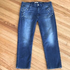 Jen 7 by 7fam pearls embellished copped jeans